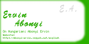 ervin abonyi business card